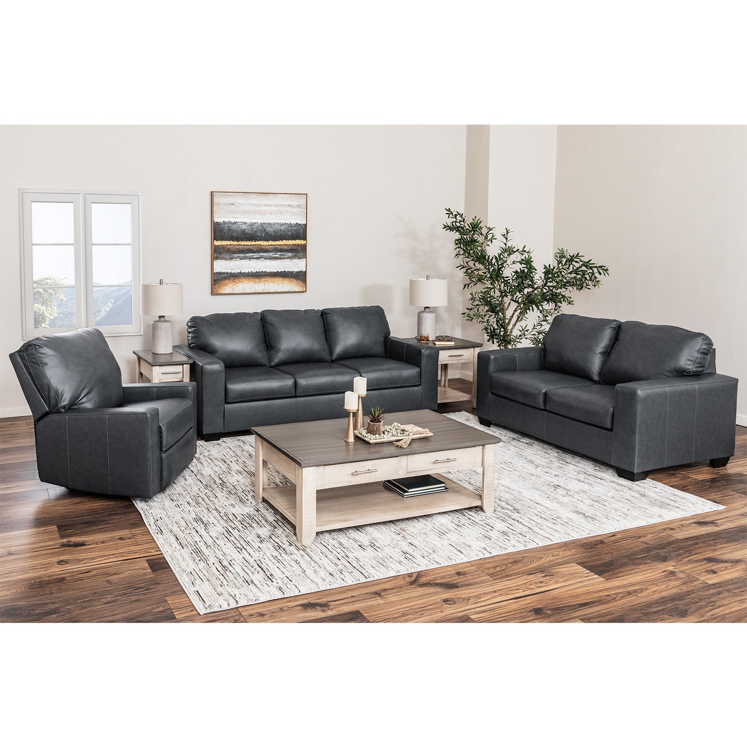 Bolsena Leather Sofa, Loveseat, and Recliner