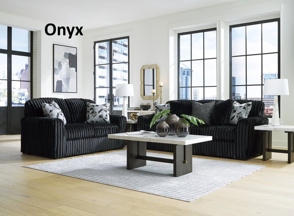 Midnight Madness Sofa, Loveseat, Chair, and Ottoman