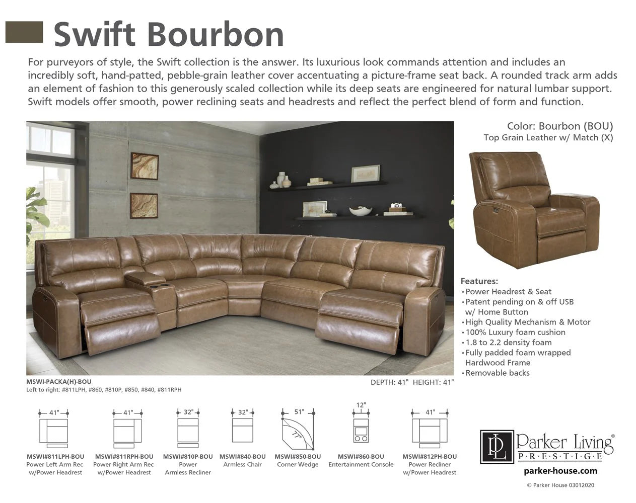 Swift Bourbon Sectional, Sofa, Loveseat, and Recliner